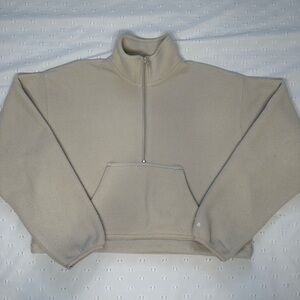 TNA Cropped 1/2 Half-zip Fleece Lena Sweater Cream
